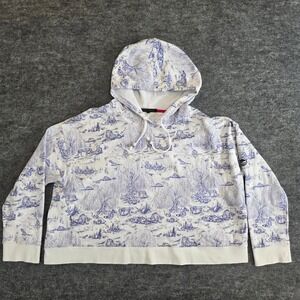 GREYSON Archer Hoodie Womens Large White Blue Toile AOP Cropped Golf‎ Sweatshirt
